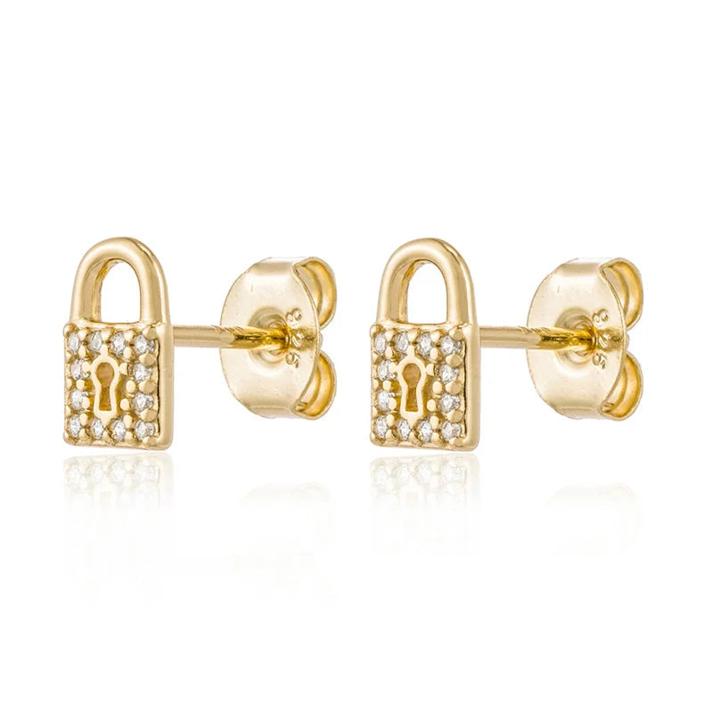 Gold silver color Stud Hoop Earrings for Women Cubic Zirconia Drop Earring Chain Circle earrings 20022 Jewelry