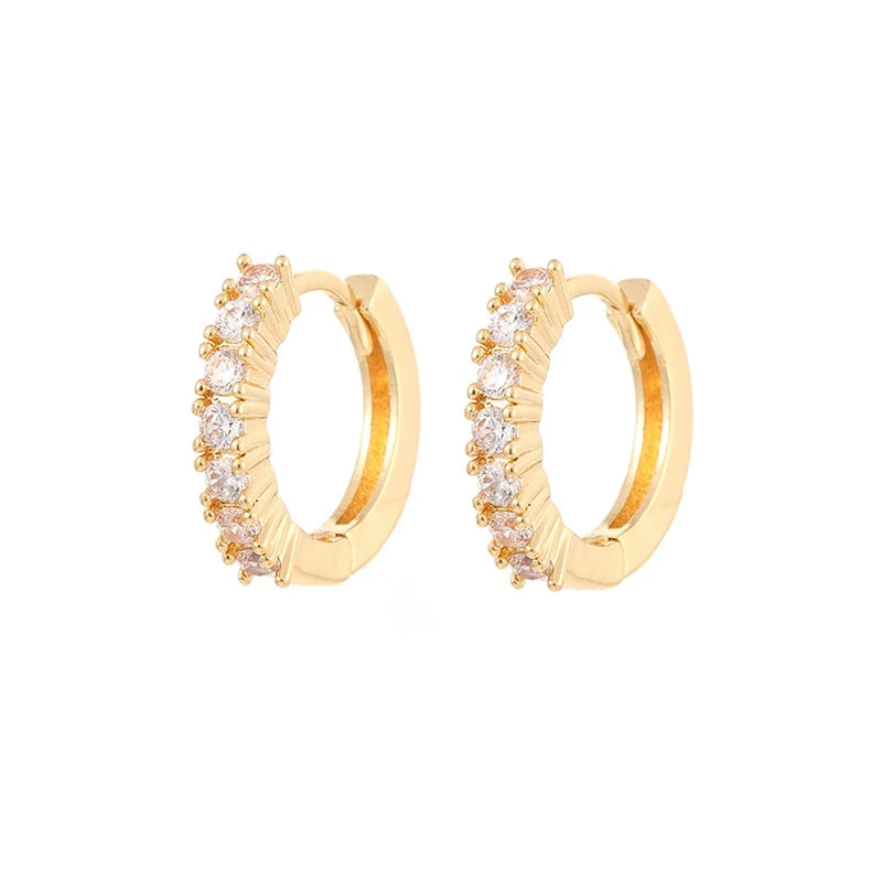 Gold silver color Stud Hoop Earrings for Women Cubic Zirconia Drop Earring Chain Circle earrings 20022 Jewelry