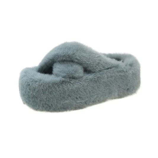 Fluffy Cotton Geometric Winter Slippers