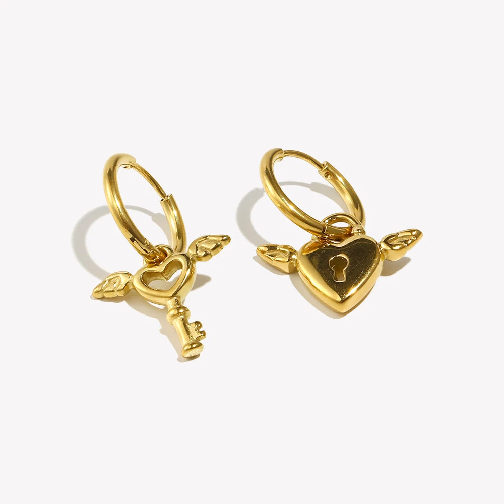 Eden Angel Cupid Heart Small Hoop Earrings