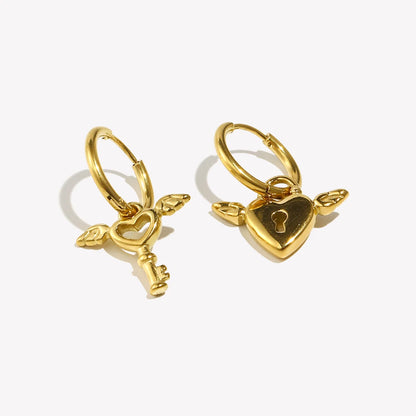 Eden Angel Cupid Heart Small Hoop Earrings
