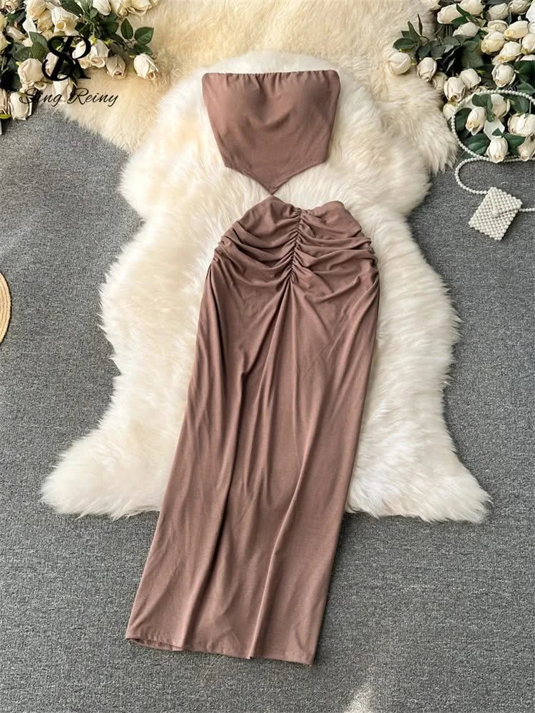 Conjunto playero sin tirantes – Brunch Chic y sexy