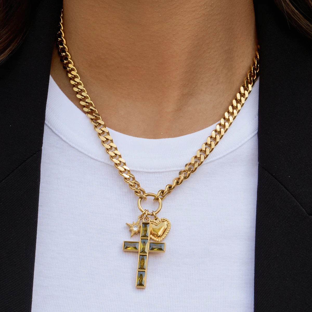 Zara Zircon Classic Cross Pendant Necklace