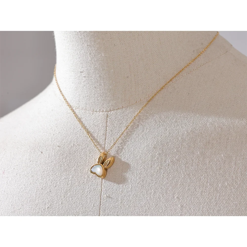 Sample wearing of Rabbit Pendant Necklace