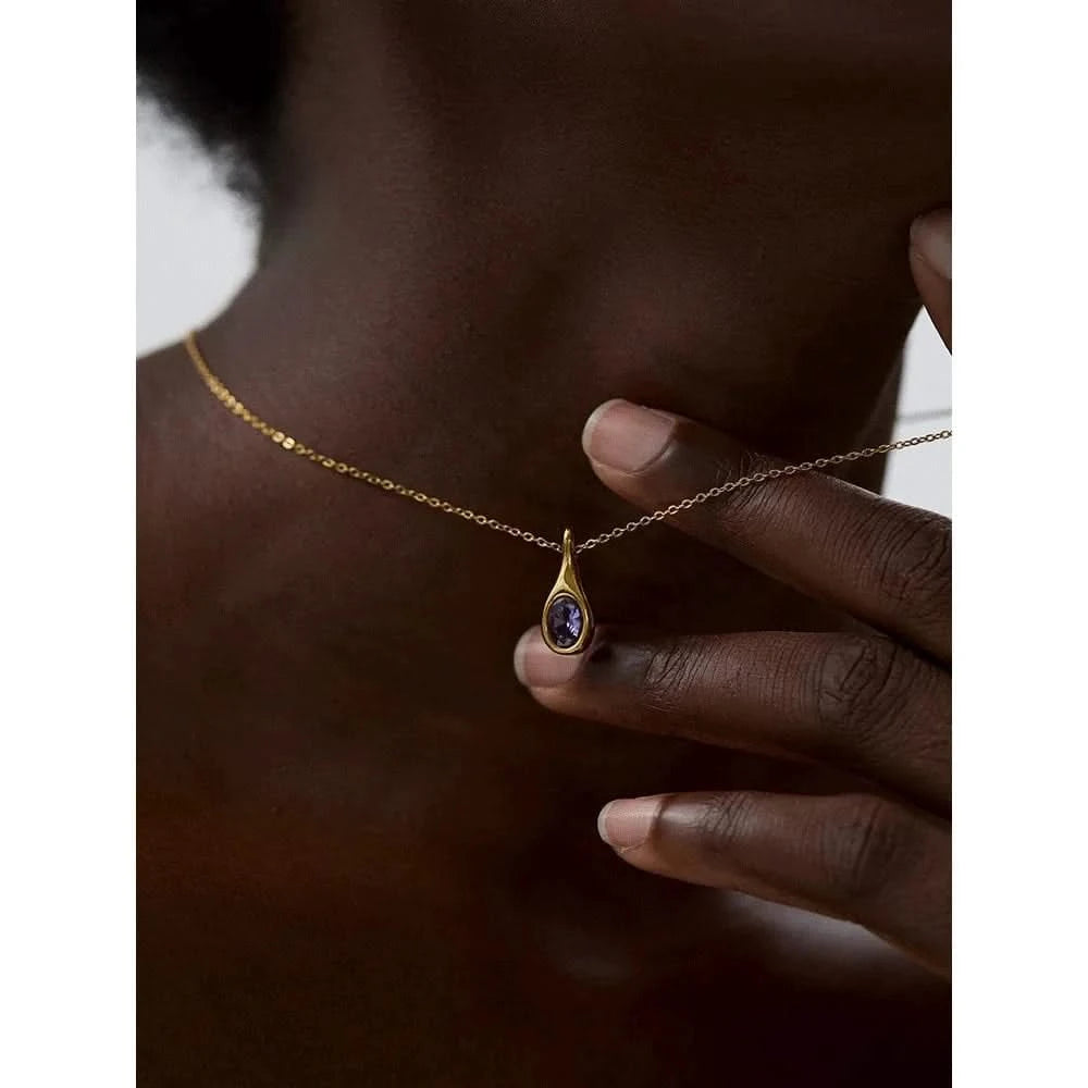 Sample wearing of Water Drop Pendant Necklace