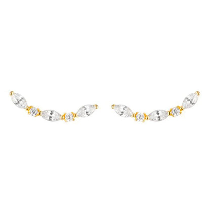 Gold silver color Stud Hoop Earrings for Women Cubic Zirconia Drop Earring Chain Circle earrings 20022 Jewelry