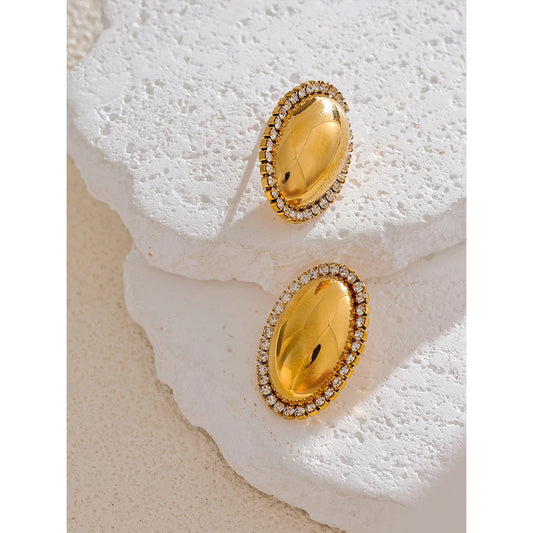 Cubic Zirconia Oval Stud Earrings - lifestyle photo