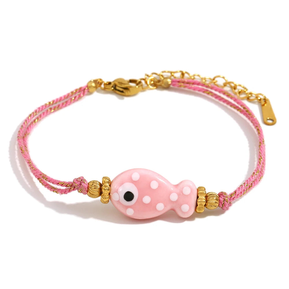Colorful Fish Gold Bracelet – Summer Statement Piece