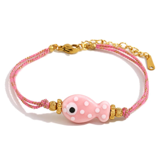 Colorful Fish Gold Bracelet – Summer Statement Piece
