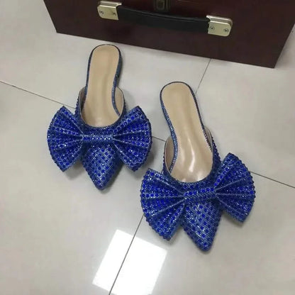 Rhinestone Bow Slippers - Sparkling Comfort and Style