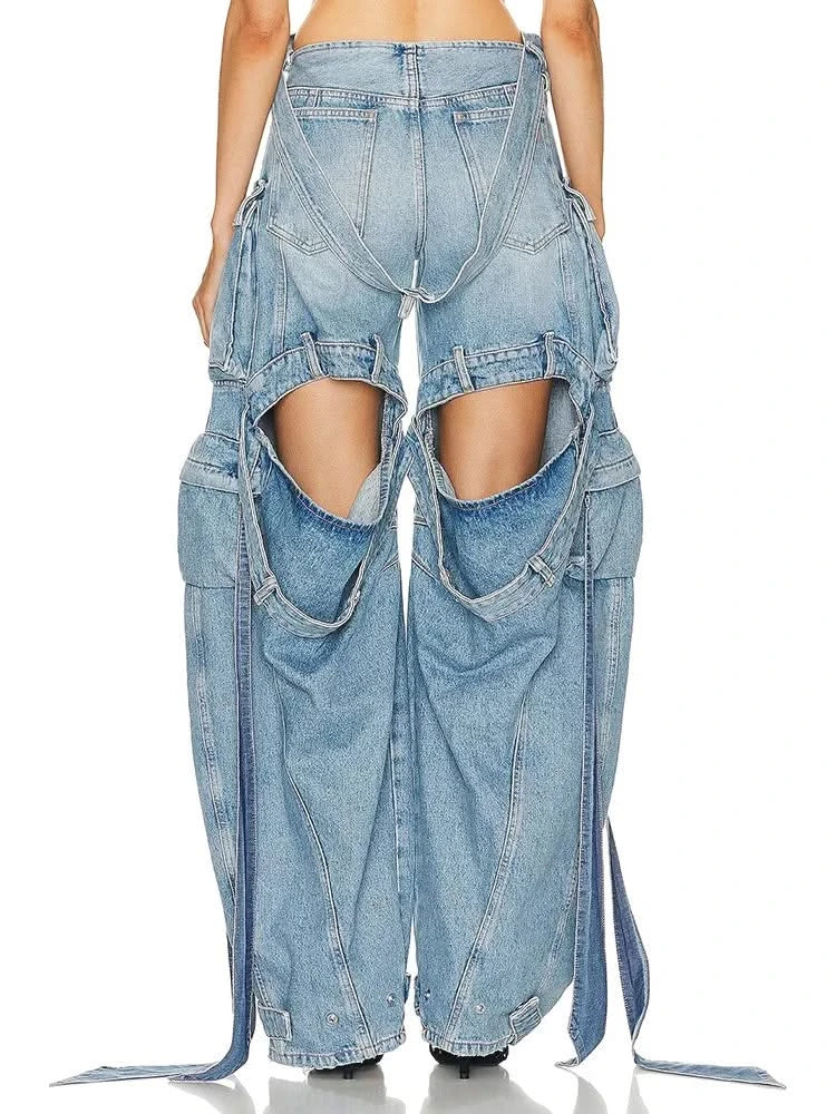 Pantalones cargo de mezclilla para mujer