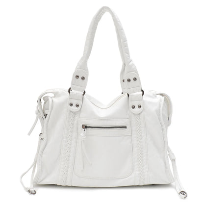Washed PU Shoulder Tote Bag