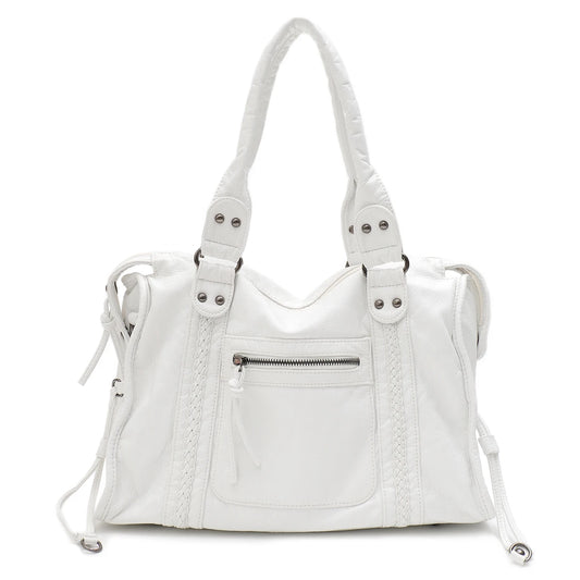 Washed PU Shoulder Tote Bag