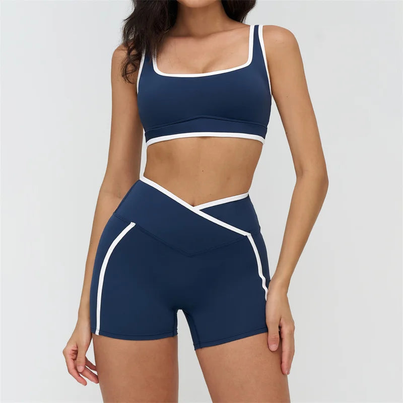 High Stretch Solid Yoga Shorts Set