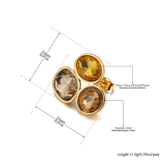 Stainless Steel Colorful Cubic Zirconia Stud Earrings - close up of jewelry details