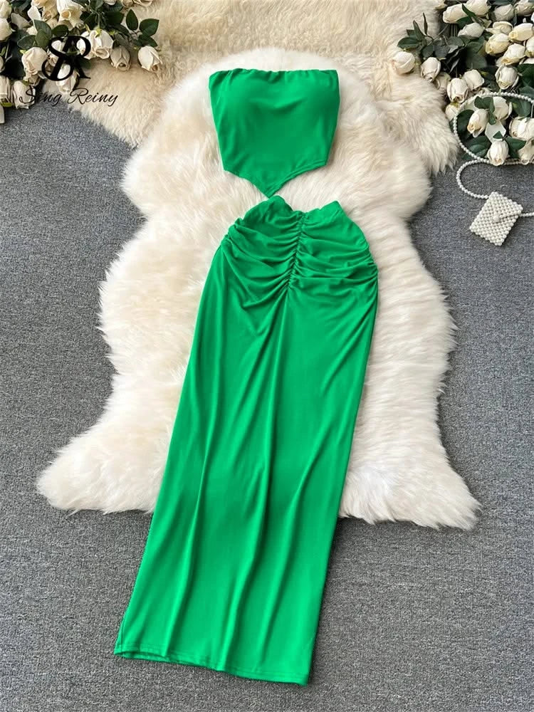 Conjunto playero sin tirantes – Brunch Chic y sexy