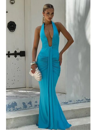 Dress - White V-Neck Sleeveless Maxi
