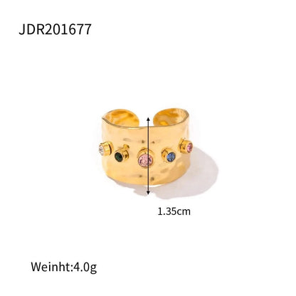 Size details of a gold Ring with a Colorful Cubic Zirconia Crystals