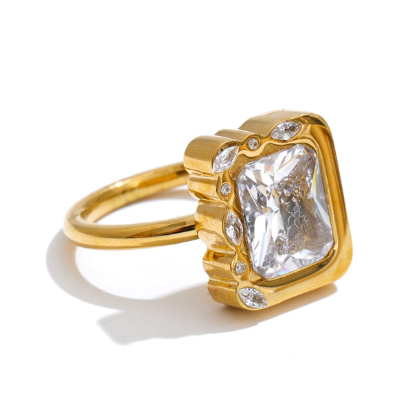 Rectangle Crystal Statement Ring