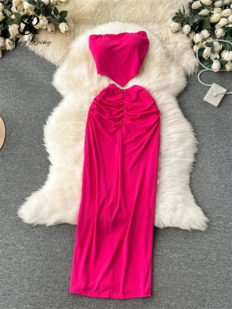 Conjunto playero sin tirantes – Brunch Chic y sexy