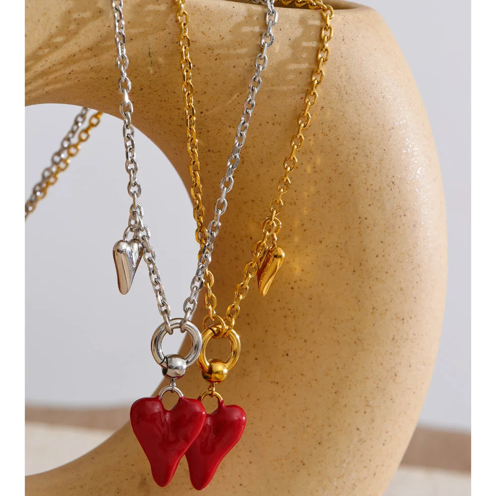 Enamel Heart Drop Necklace product image 5 of 16