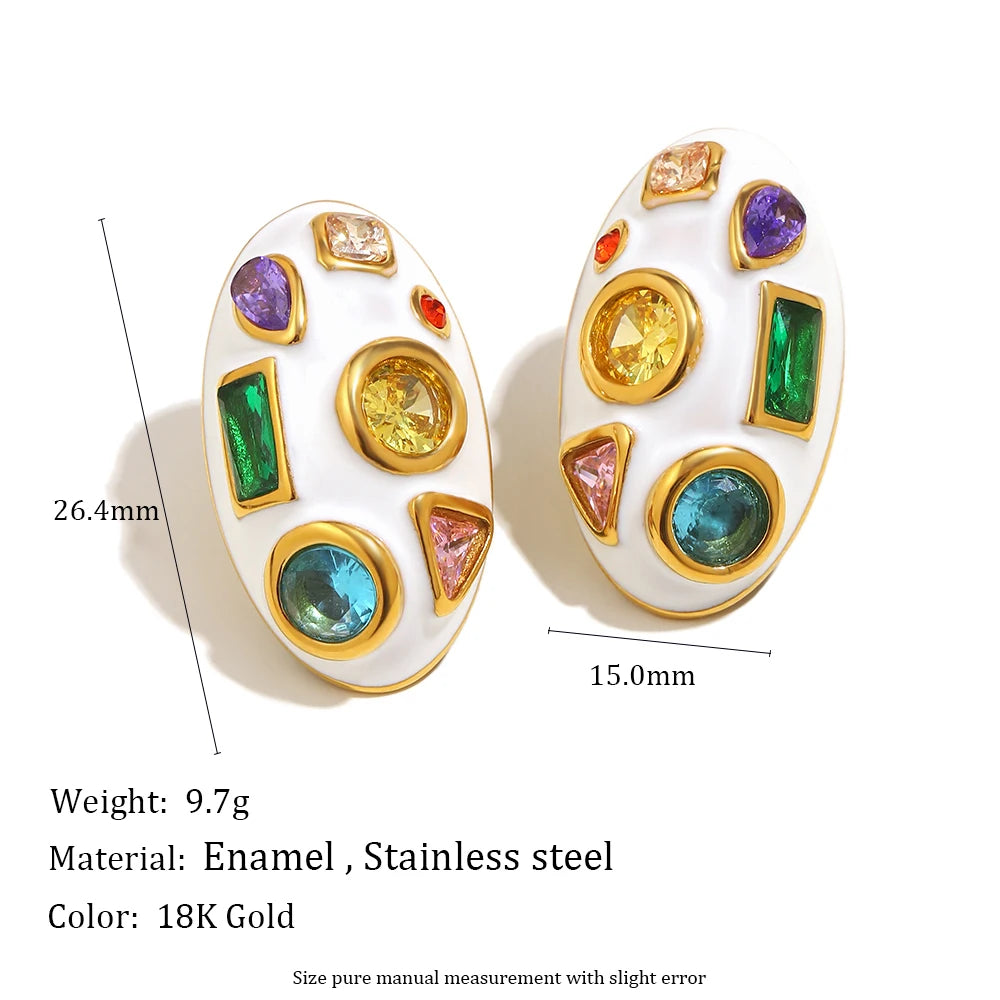 Colorful Geometric Zircon Earrings – Party Statement Jewelry