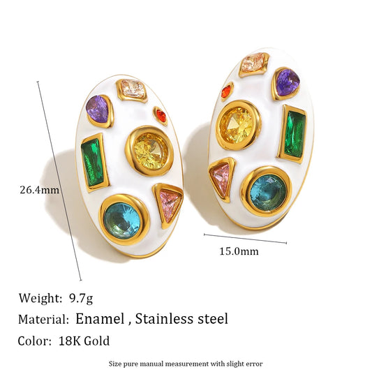 Colorful Geometric Zircon Earrings – Party Statement Jewelry - lifestyle photo