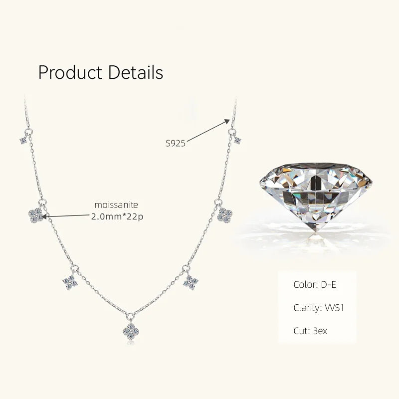 Moissanite Clover Choker Necklace - Elegant Wedding Jewelry