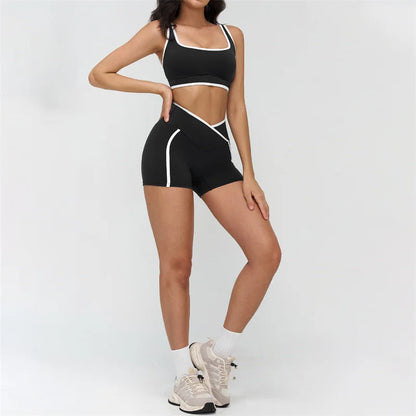 High Stretch Solid Yoga Shorts Set