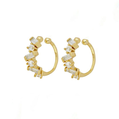 Gold silver color Stud Hoop Earrings for Women Cubic Zirconia Drop Earring Chain Circle earrings 20022 Jewelry