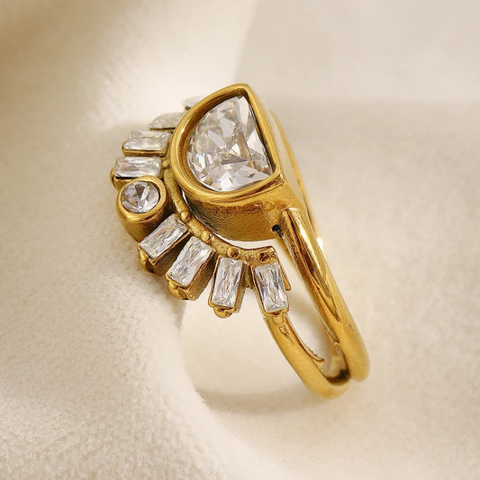 Rhinestone Sun Layer Ring