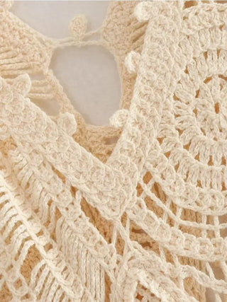 Fabric details of Crochet Hollow-Out Long Dress