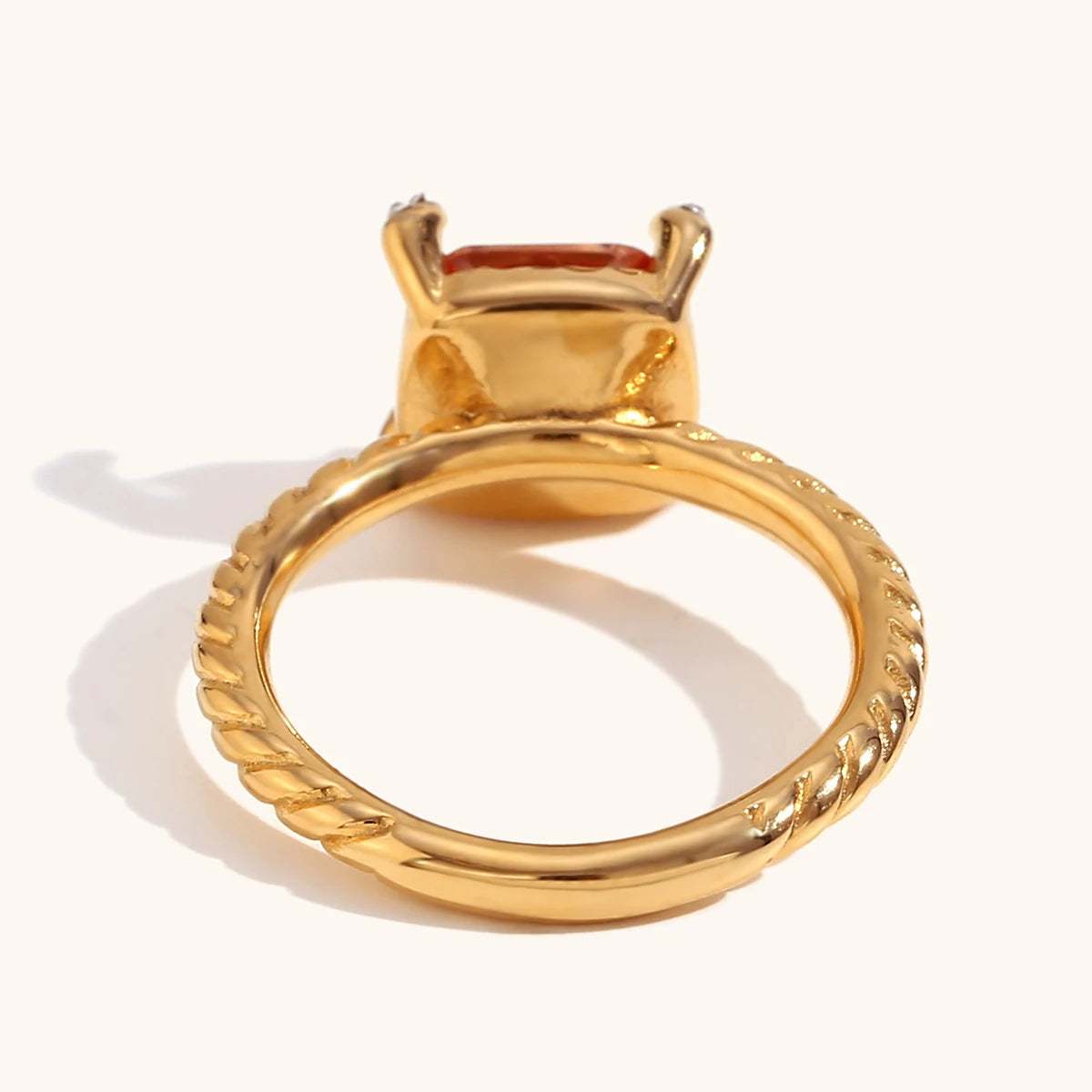 Peridot Zircon Twist Stainless Steel Ring