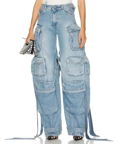 Pantalones cargo de mezclilla para mujer
