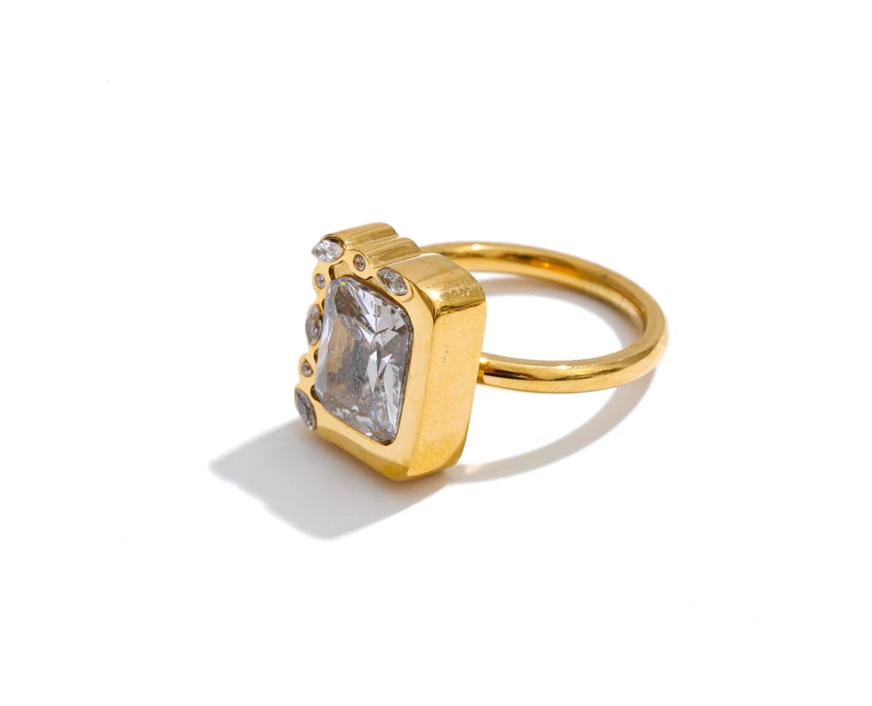 Rectangle Crystal Statement Ring