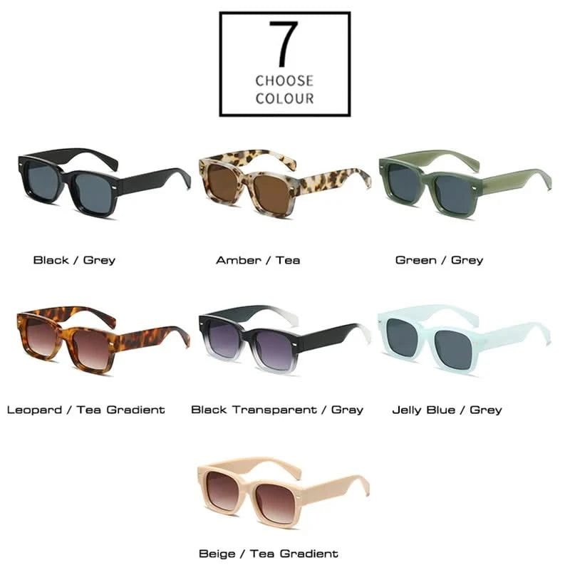 Vintage Square Rivet Sunglasses - Fashion Gradient Shades UV400