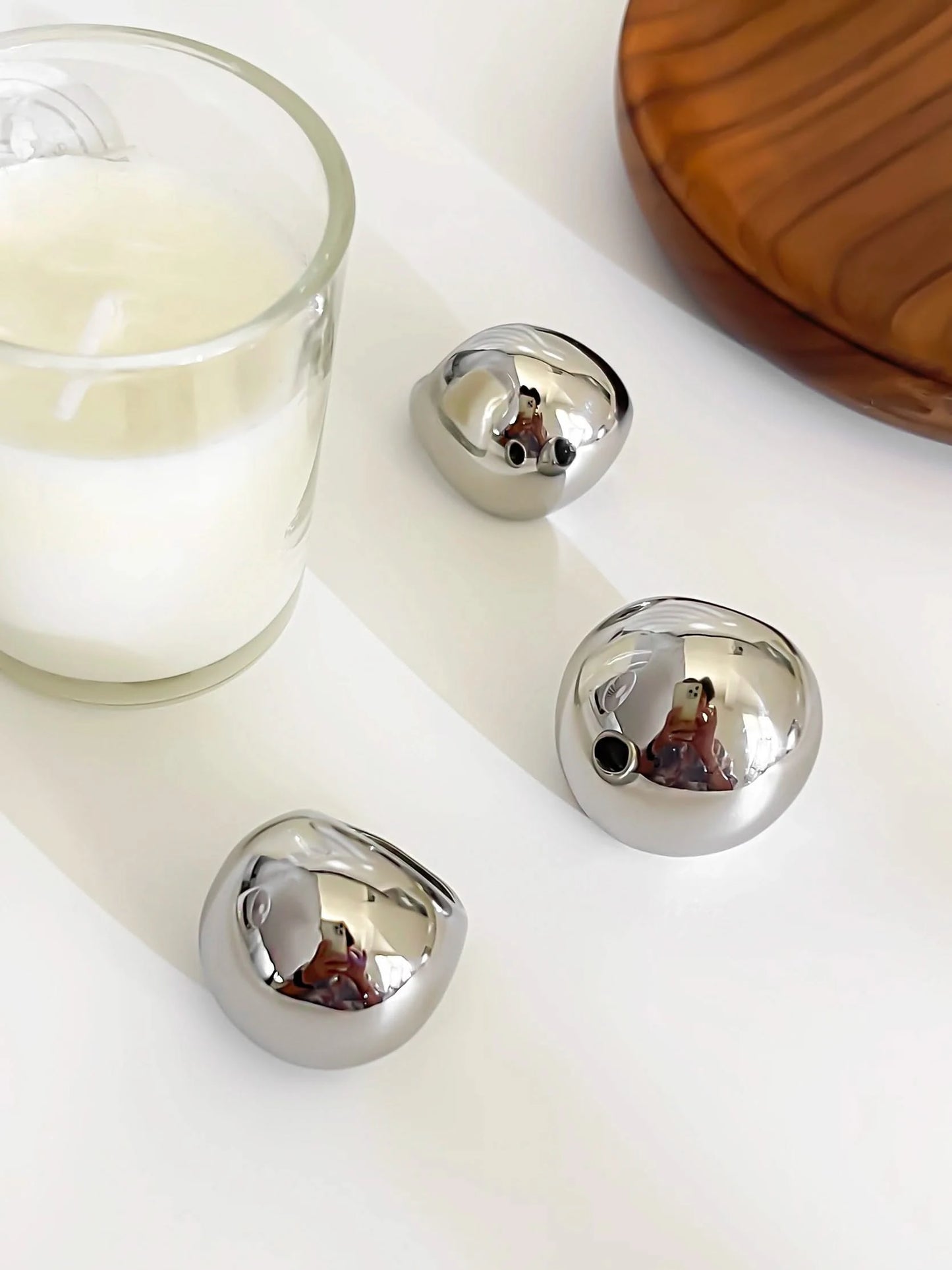 Anillos apilables con cúpula de plata: joyería elegante para mujer