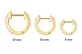 Size Chart of Gold Huggies Earrings