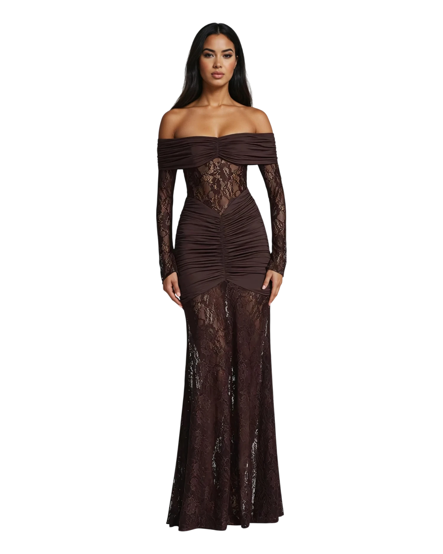 Lace Maxi Dress - Off Shoulder Party