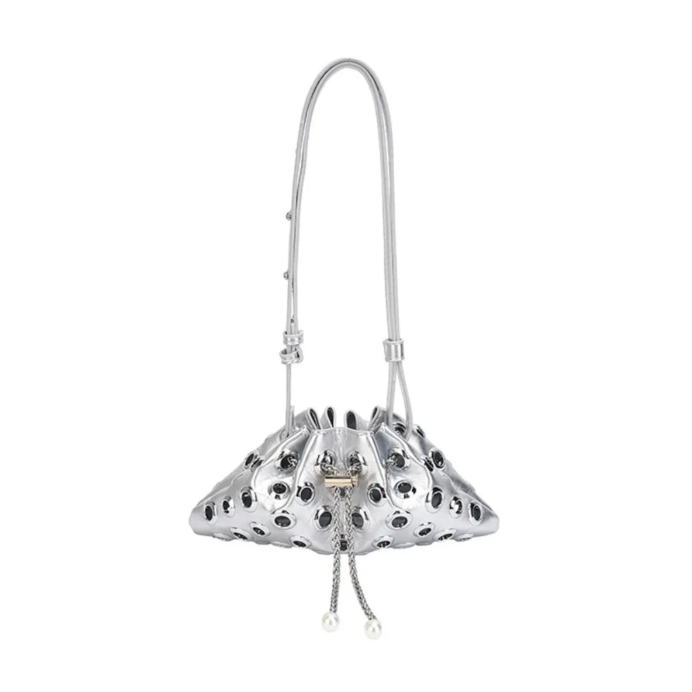 Metal Stud Rivet Bucket Shoulder Bag