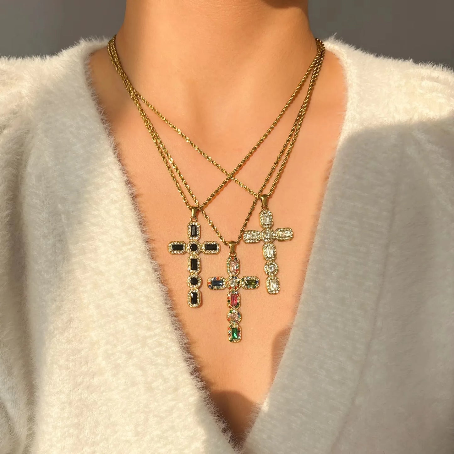 Black Cross Zircon Necklace