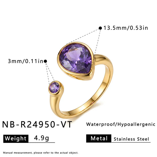 Pear Stone Open Ring