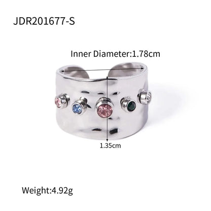 Size details of silver Ring with a Colorful Cubic Zirconia Crystals