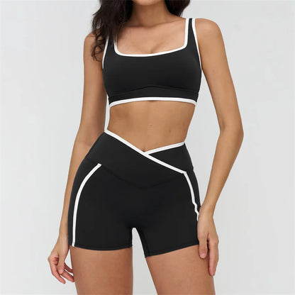 High Stretch Solid Yoga Shorts Set