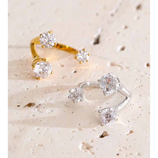 Lucie Cubic Zirconia Adjustable Ring Stainless Steel Gift