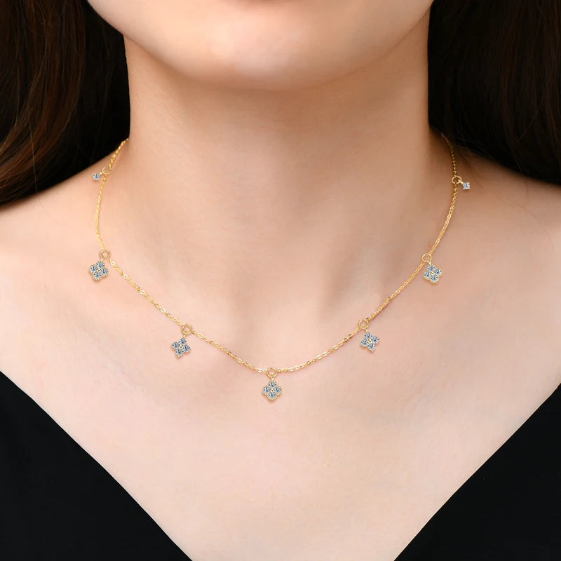 Moissanite Clover Choker Necklace - Elegant Wedding Jewelry