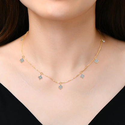Moissanite Clover Choker Necklace - Elegant Wedding Jewelry