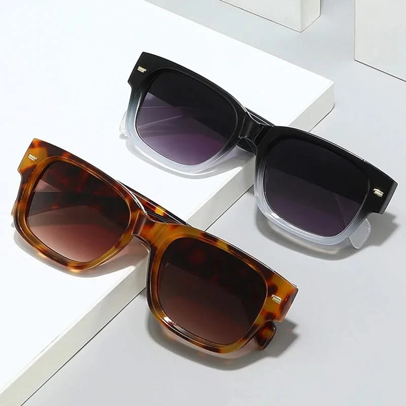 Vintage Square Rivet Sunglasses - Fashion Gradient Shades UV400