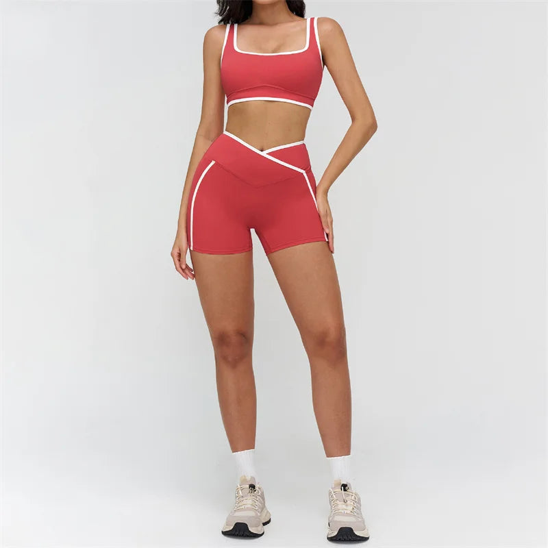 High Stretch Solid Yoga Shorts Set
