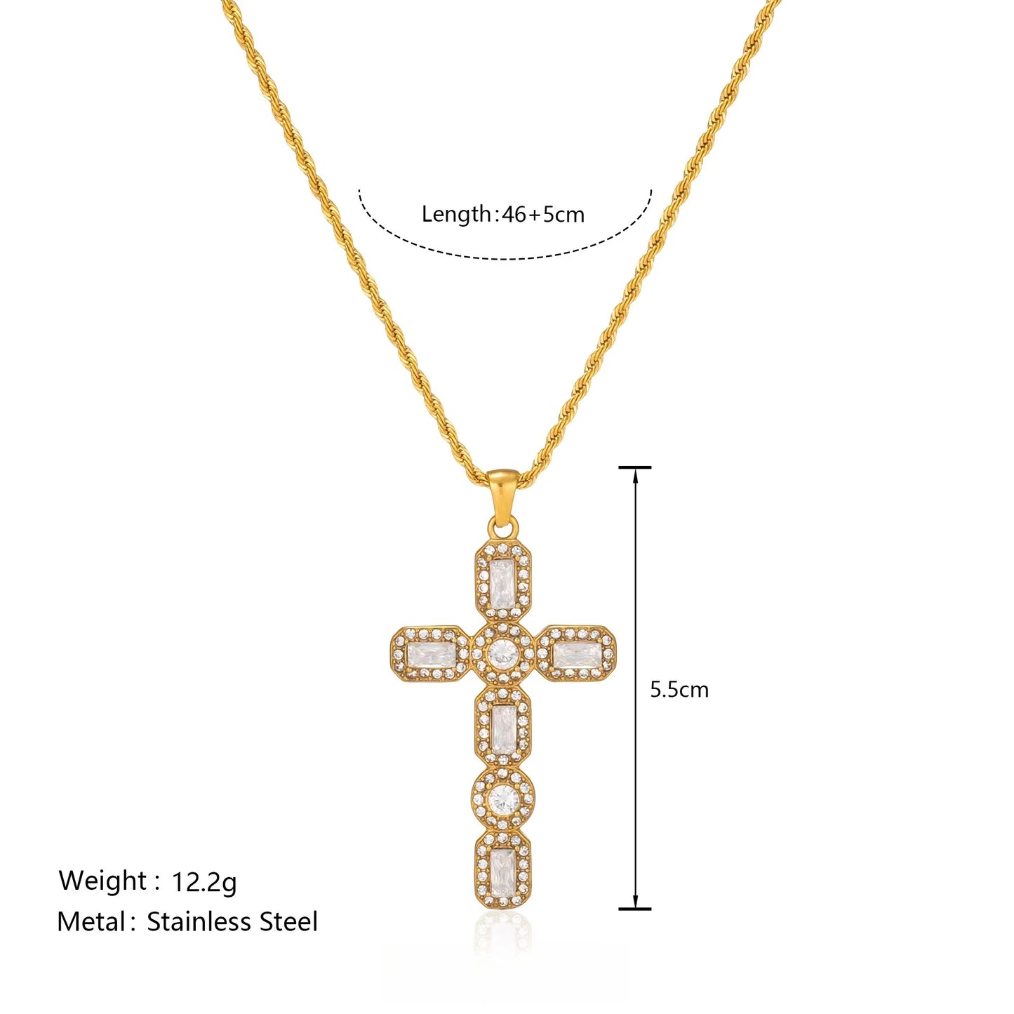 Classic Cross Zircon Necklace